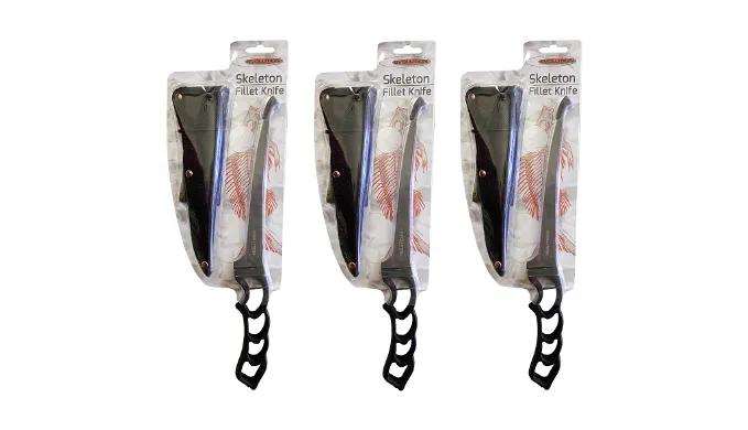 3-Pack Set: Evolution Skeleton Fillet Knives w/ Black Handle - Ships Quick!