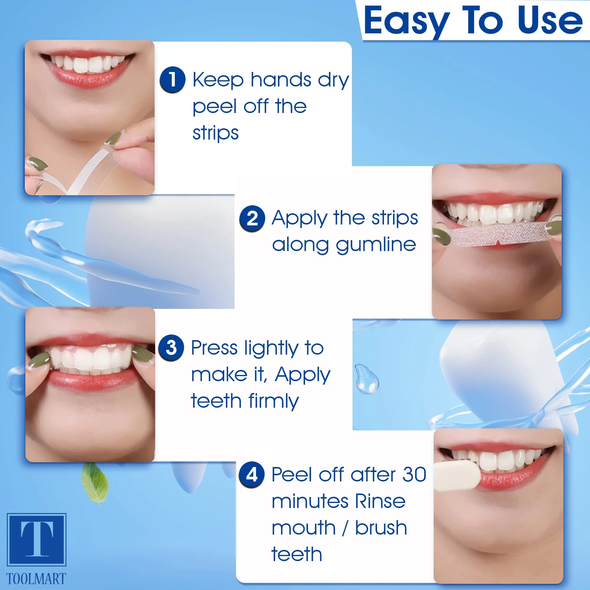 3D Teeth Whitening Strips 28 Pcs -Non Sensitive- Mint Flavor-Teeth Whitening Kit Advanced Teeth Whitener Strips Whitening Teeth Tooth Whitening Strips for White Teeth