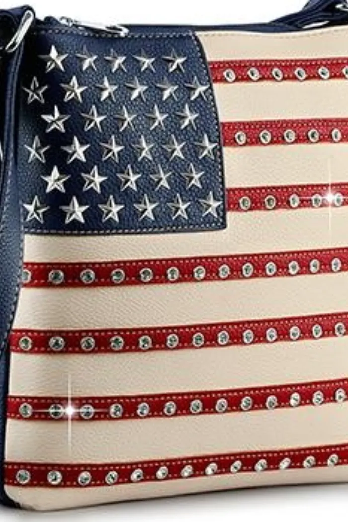 American Flag Rhinestone Crossbody Sling