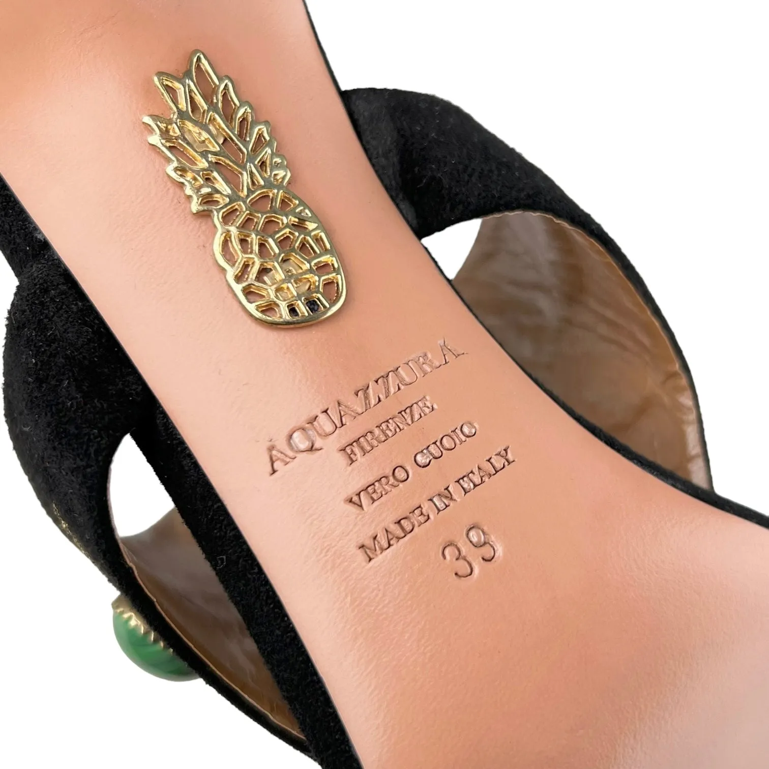 Aquazzura Firenze Suede & Multicolor Stone Cabochon Embellished Desert Sun 110 Sandal Heels