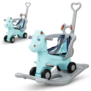 Baybee 3 In 1 Baby Horse Rider Kids Ride On Car For Kids,Push Ride On Toy With Rocker,Push Handle,Rotating Head & Safety Belt|Baby Car Rocking Horse|Kids Car For Toddlers 1 To 3 Year Boy Girl - Green