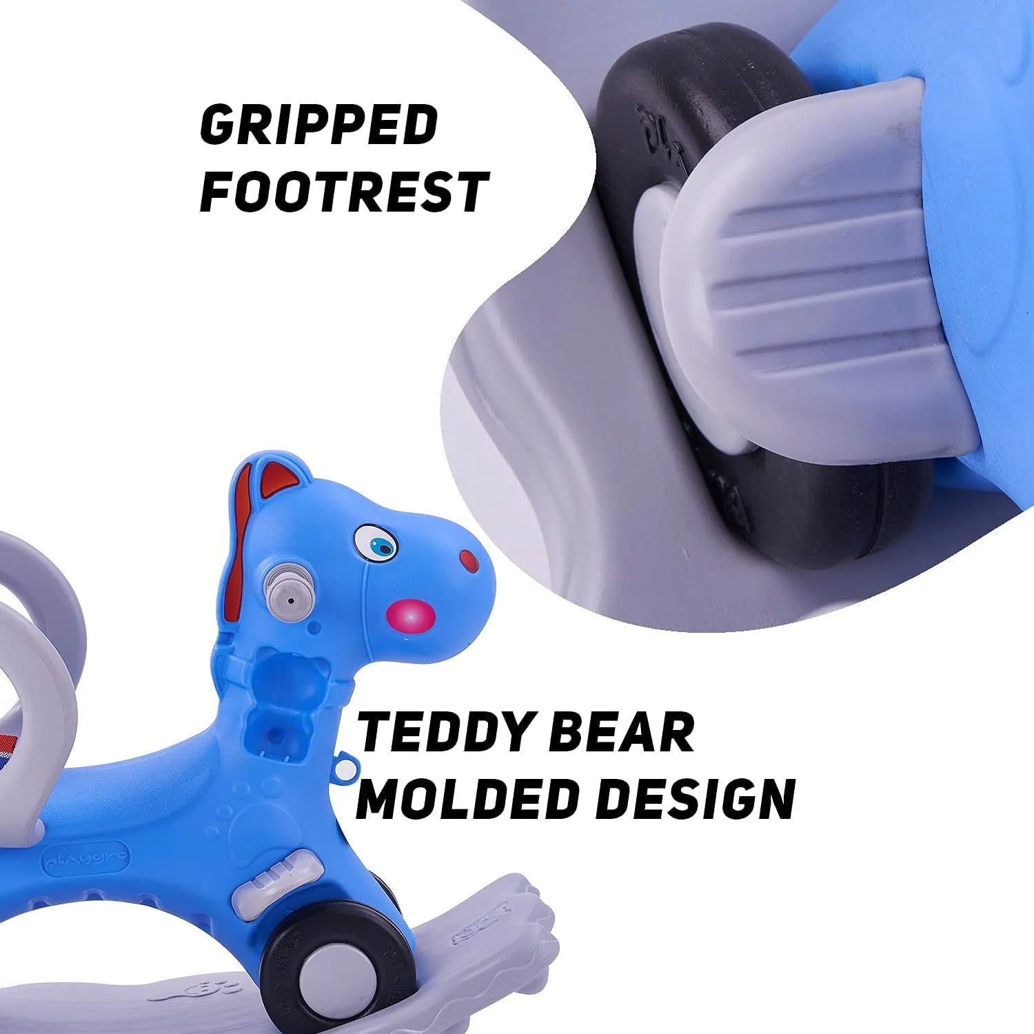 Baybee 3 in 1 Baby Horse Rider Ride on Toy Car for Kids, Baby Rocking Chair Ride on Push Car with Push Handle | Kids Baby Push Car Rocking Horse Chair | Ride on Toys for Kids 1 to 3 Years (Blue)