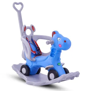 Baybee 3 in 1 Baby Horse Rider Ride on Toy Car for Kids, Baby Rocking Chair Ride on Push Car with Push Handle | Kids Baby Push Car Rocking Horse Chair | Ride on Toys for Kids 1 to 3 Years (Blue)
