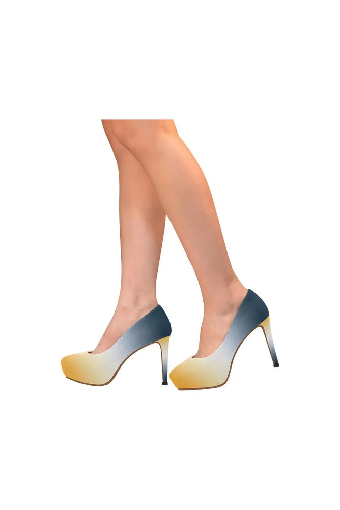 Blue White & Gold Women's High Heels