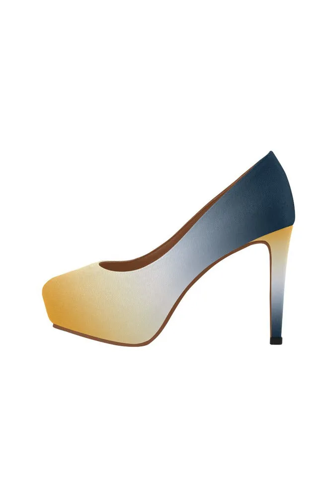 Blue White & Gold Women's High Heels