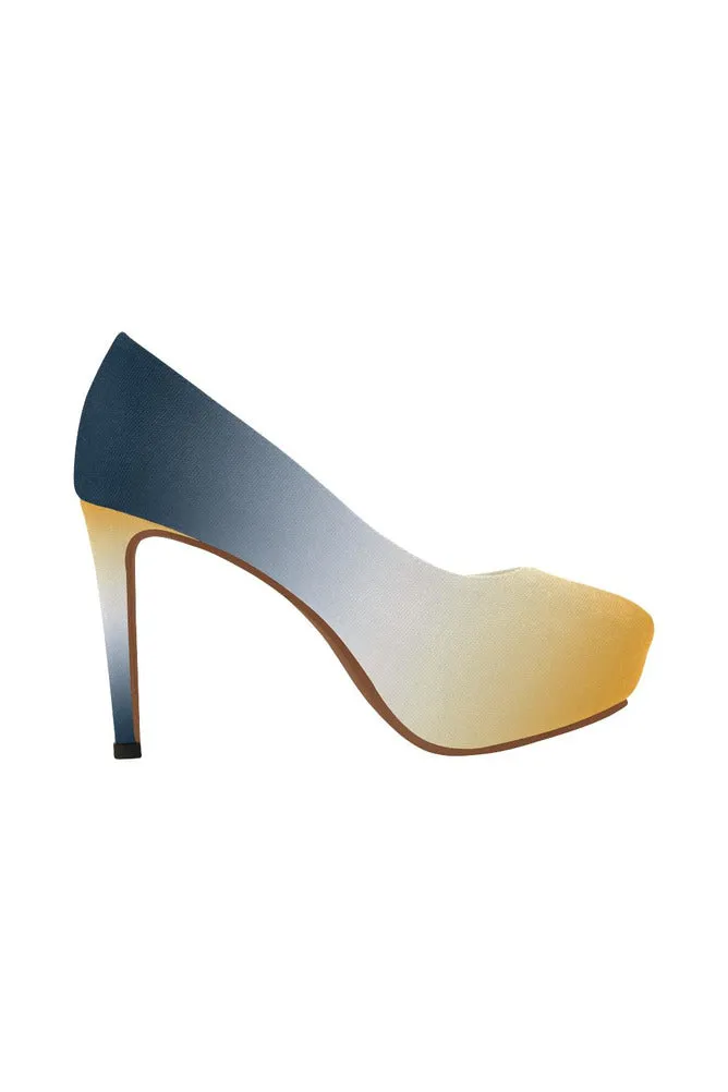Blue White & Gold Women's High Heels