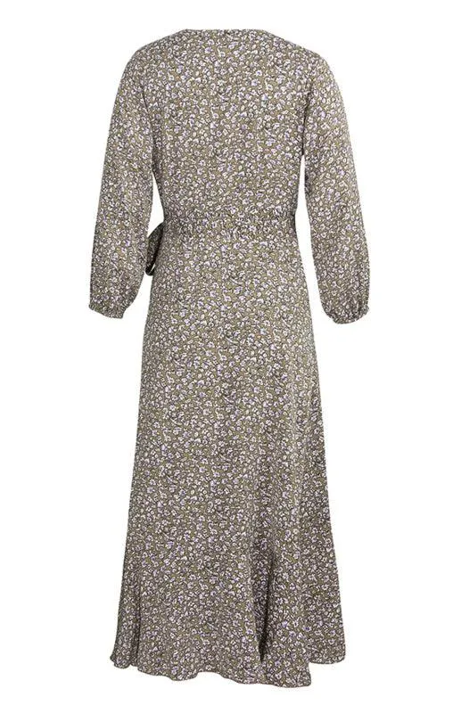 Bohemian Blossom Floral Lantern Sleeve Dress - Lightweight Rayon Blend Choice
