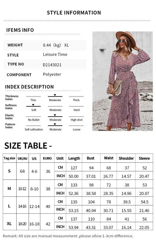 Bohemian Blossom Floral Lantern Sleeve Dress - Lightweight Rayon Blend Choice