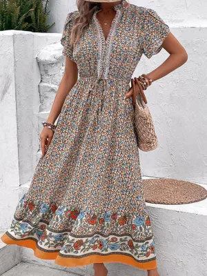 Bohemian Blossom V-Neck Summer Dress