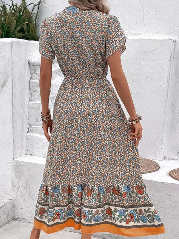 Bohemian Blossom V-Neck Summer Dress
