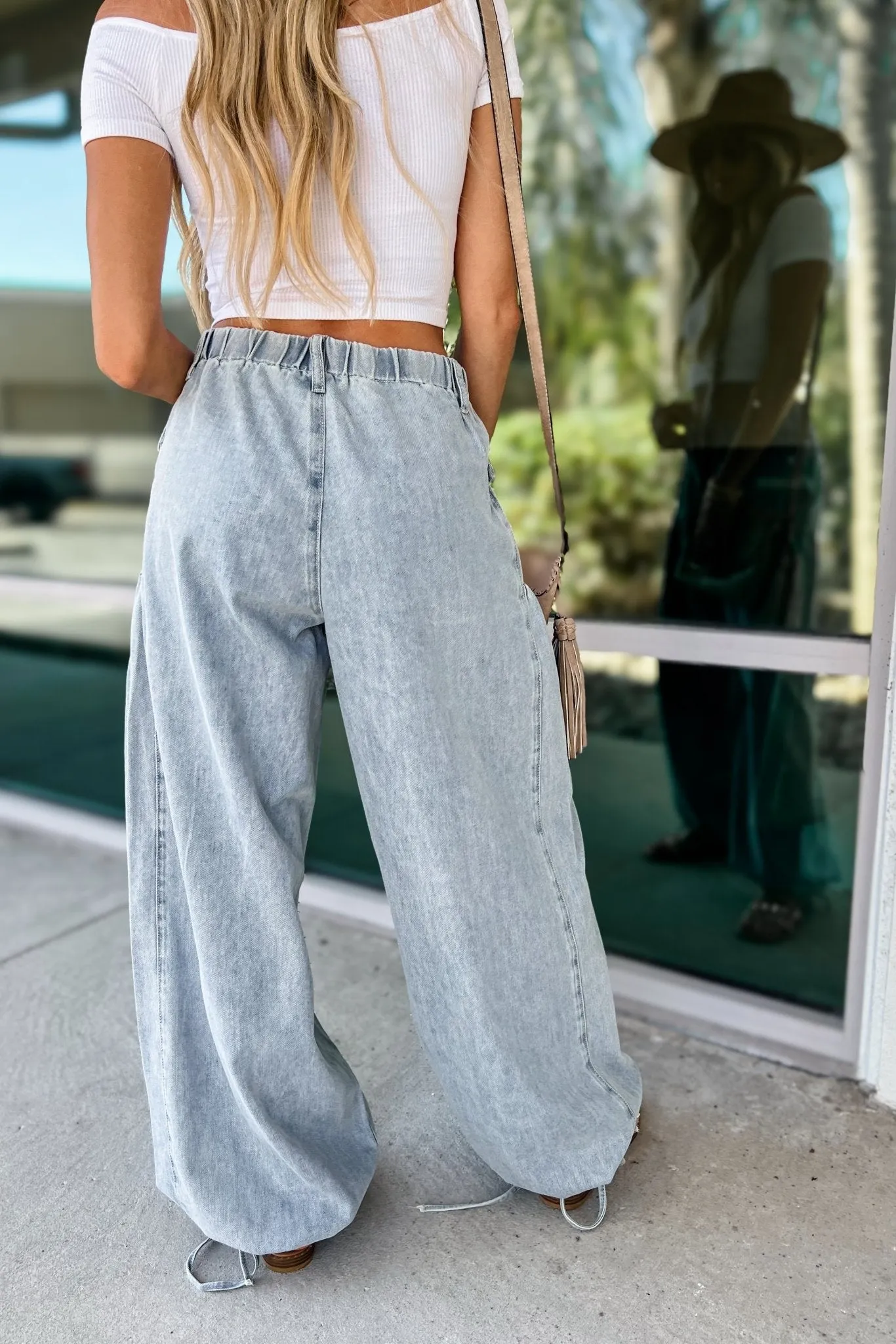 Boho Inspired Mineral Washed Denim Pants