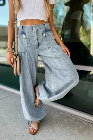 Boho Inspired Mineral Washed Denim Pants