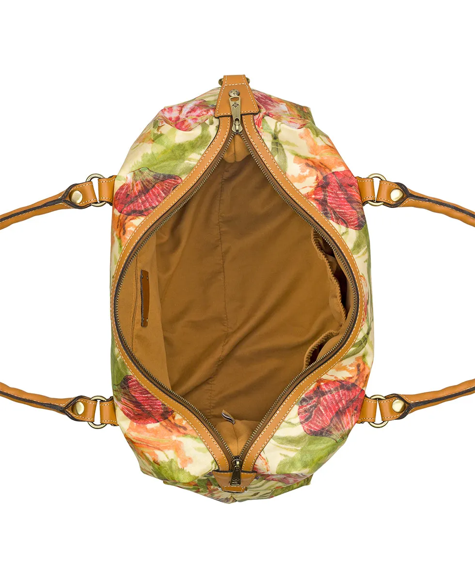 Cerasella Overnighter Duffel - Patina Coated Linen Canvas Seashells by the Seashore