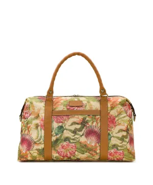 Cerasella Overnighter Duffel - Patina Coated Linen Canvas Seashells by the Seashore