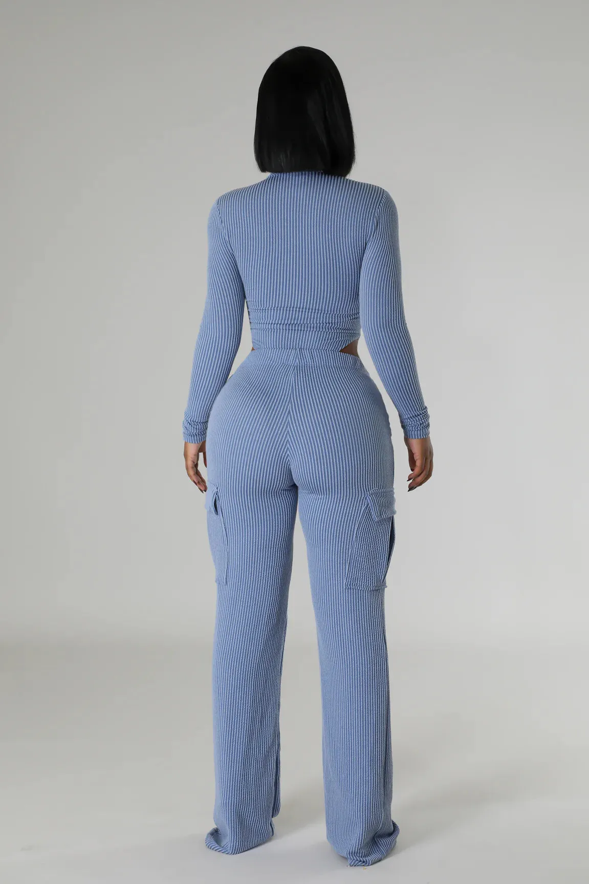 Chic Comfort Bodysuit Pant Set Blue