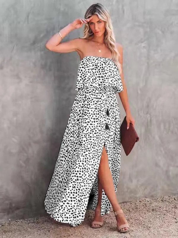Chic One-Shoulder Leopard Print Dress with Ruffle and Slit - Perfect for Parties