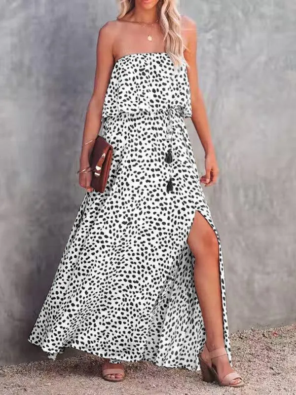 Chic One-Shoulder Leopard Print Dress with Ruffle and Slit - Perfect for Parties