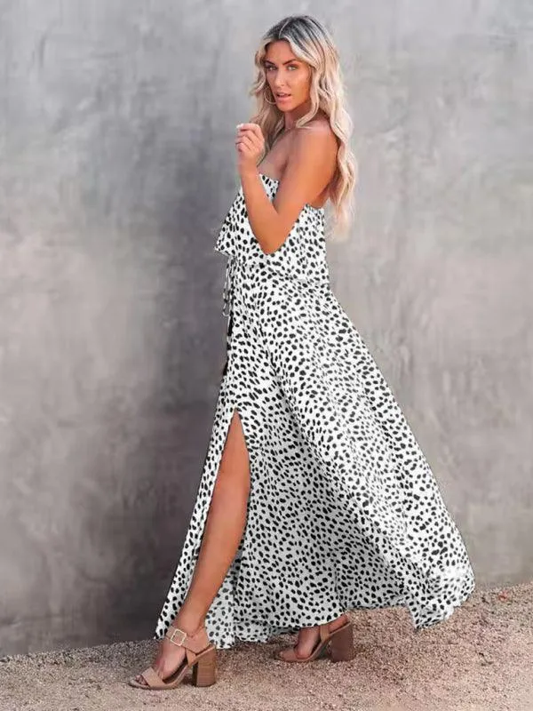 Chic One-Shoulder Leopard Print Dress with Ruffle and Slit - Perfect for Parties