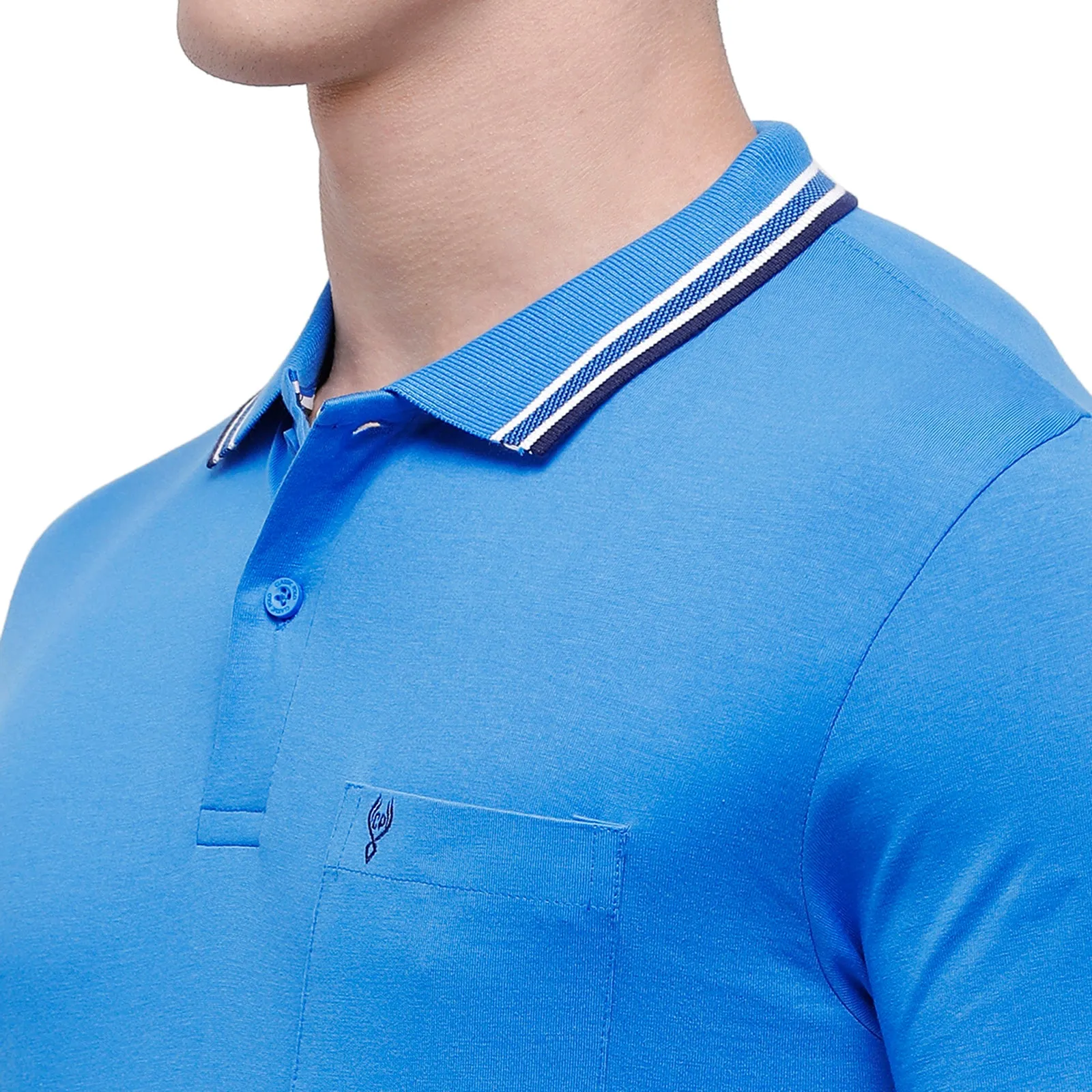Classic Polo Men's Blue Sporty Polo Half Sleeve Slim Fit T-Shirt | Pristo - Blue