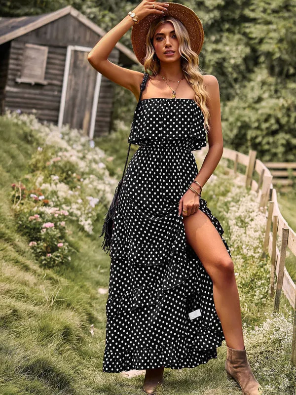 Elegant Asymmetrical Wave Point Viscose Cocktail Dress