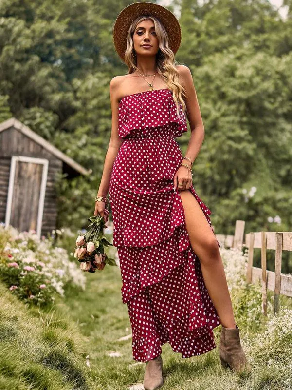 Elegant Asymmetrical Wave Point Viscose Cocktail Dress