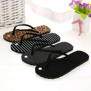 Fashion Rubber Leopard Print Flip Flops  Unisex Indoor/Outdoor Beach Slides