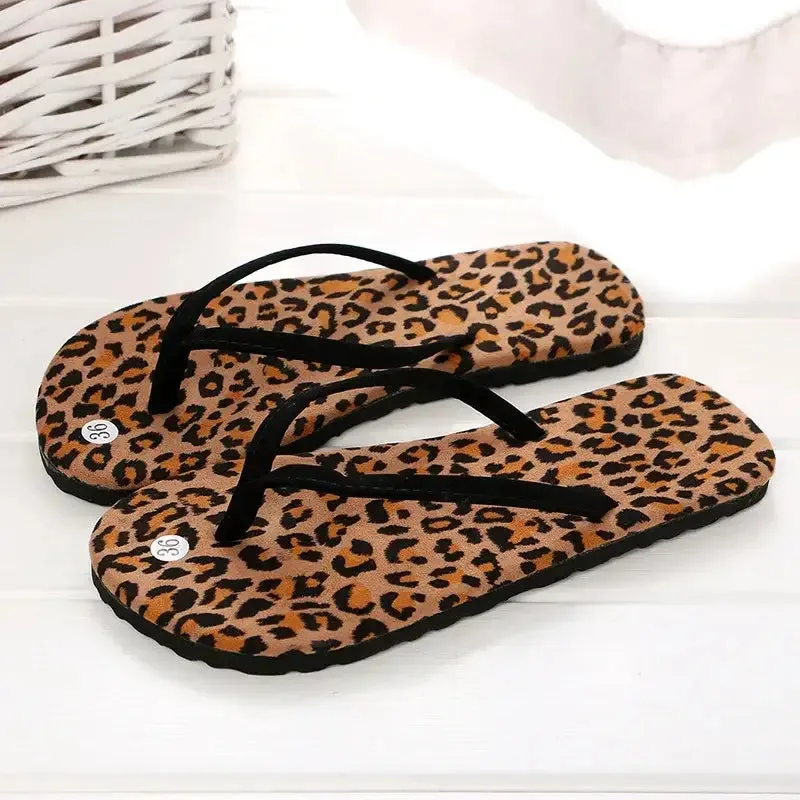 Fashion Rubber Leopard Print Flip Flops  Unisex Indoor/Outdoor Beach Slides