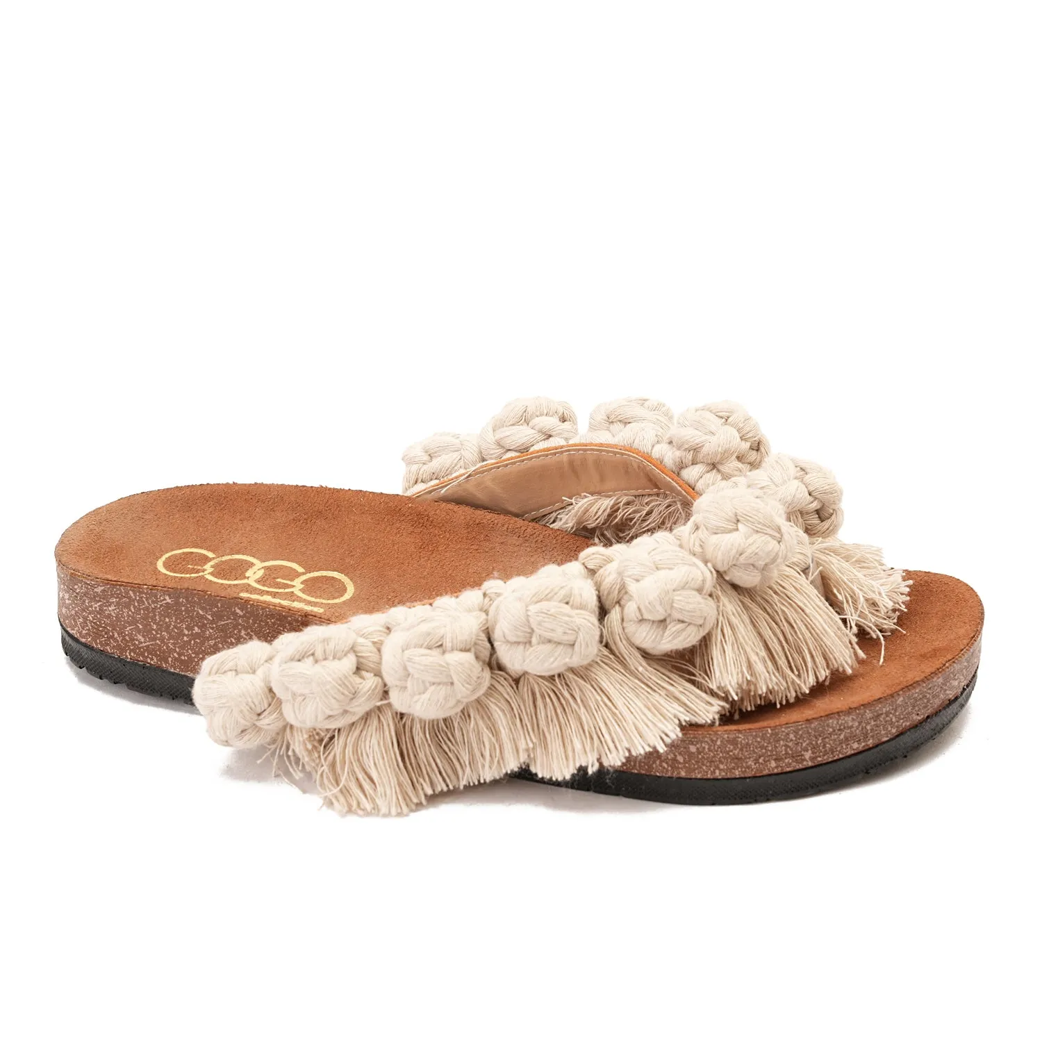 Flip-flops featuring circles - Beige