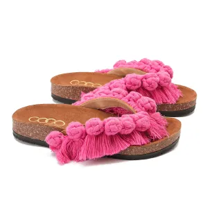 Flip-flops featuring circles - Fuchsia