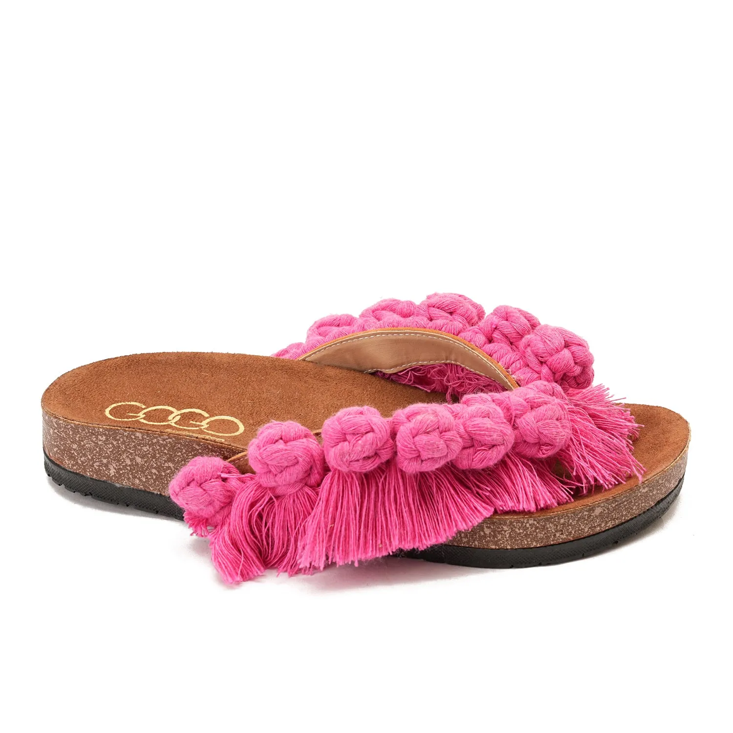 Flip-flops featuring circles - Fuchsia