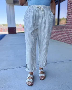 Frankie Stripe Pants in Taupe