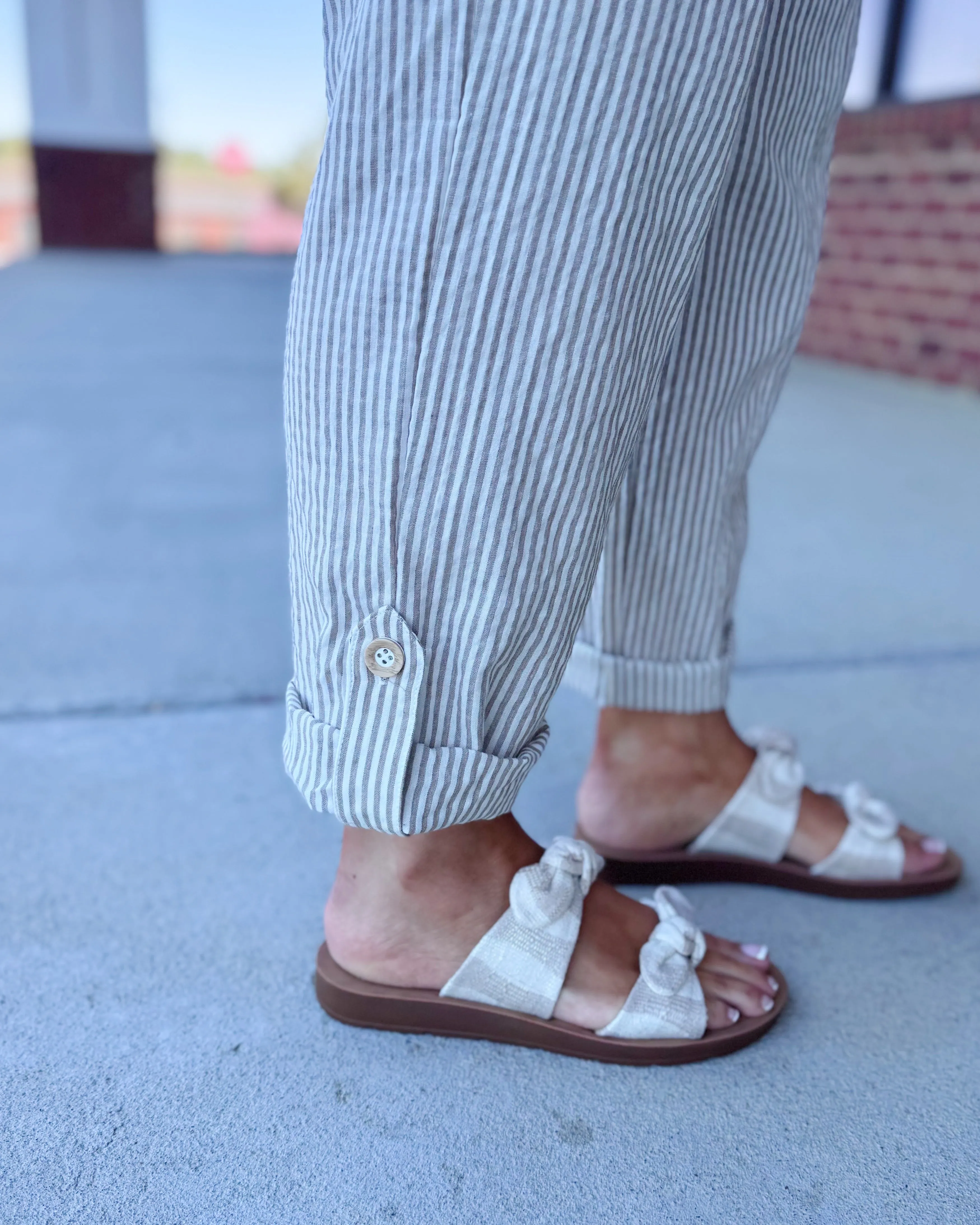 Frankie Stripe Pants in Taupe