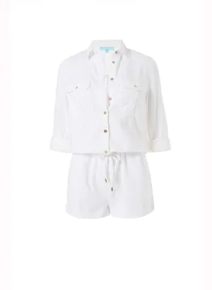Honour White Denim Utility Playsuit