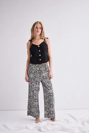 ICHI Wide Leg Pant || Diamond Ikat