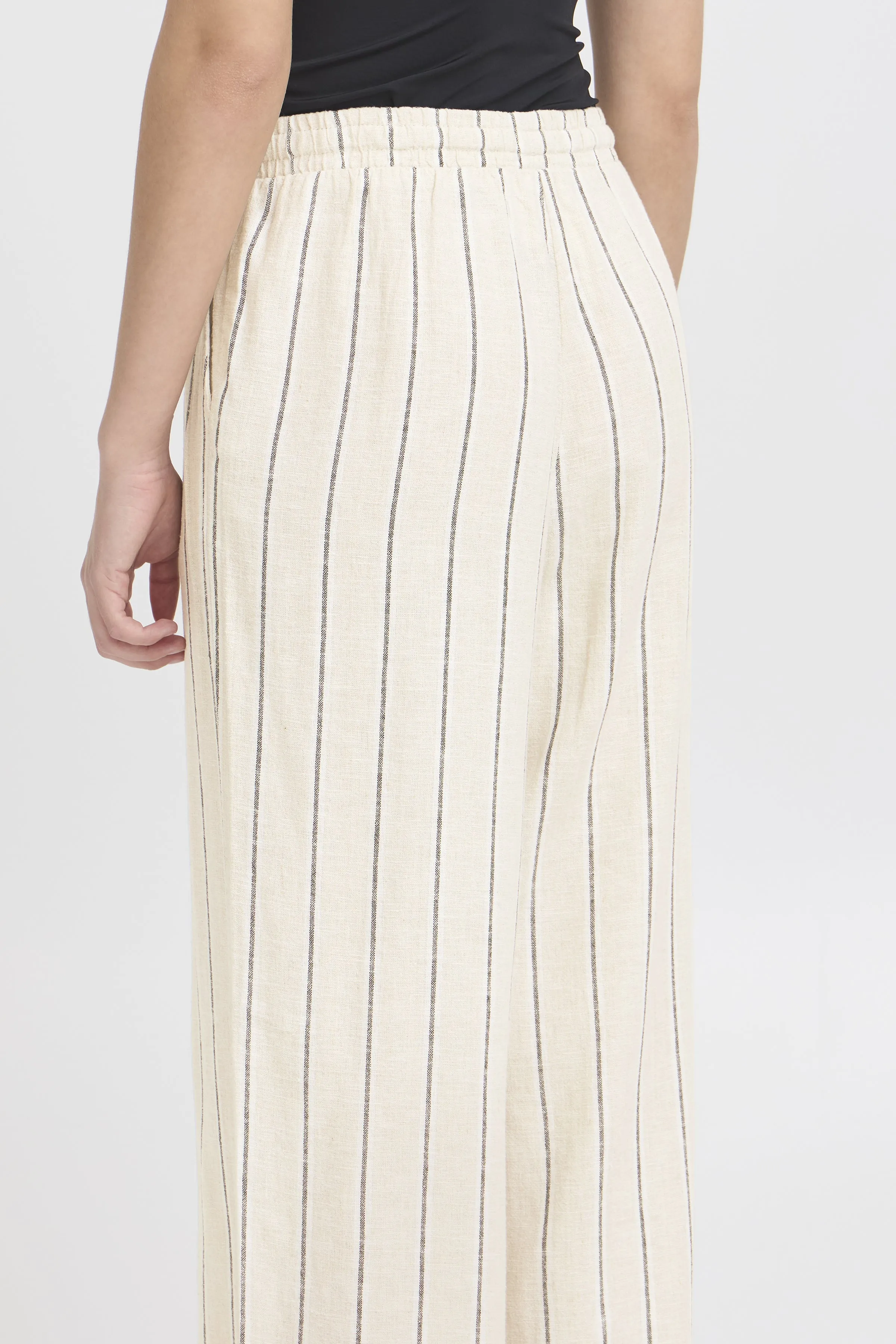 ICHI Wide Leg Pant || Natural Stripe