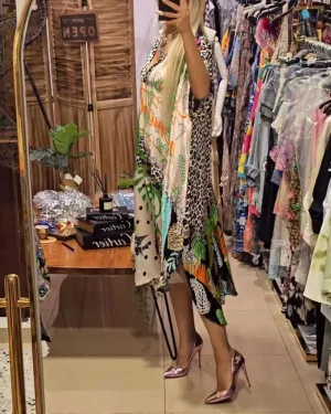 Ivyshape | Casual Dress with Colorful Leopard Print