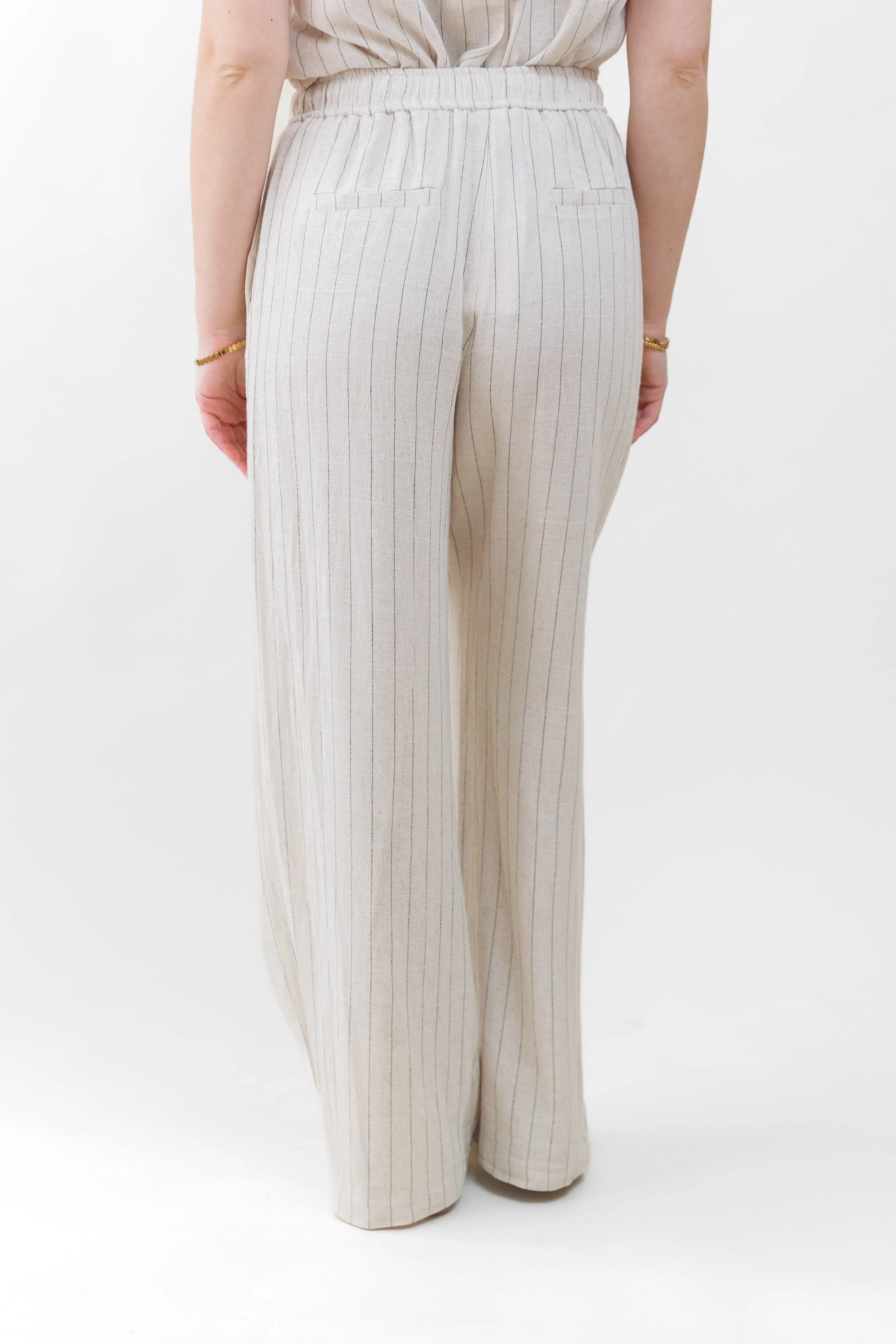 LEAH PINSTRIPE WIDE-LEG PANTS