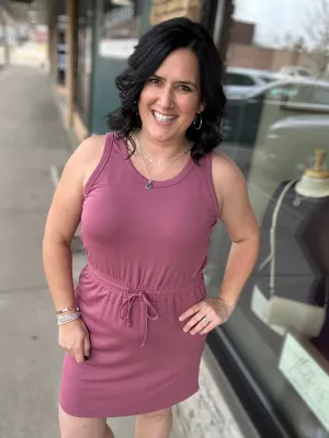 Marsala Elastic Waist Tank Dress