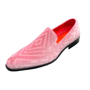 Men's pink slip on shoes luxury velvet loafer
