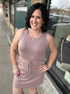 Mocha Elastic Waist Tank Dress