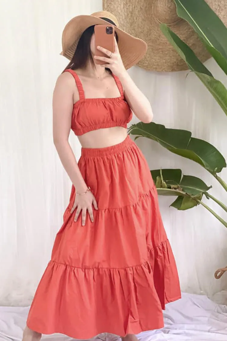 Natalie Cropped Top and Tiered Skirt Coordinates