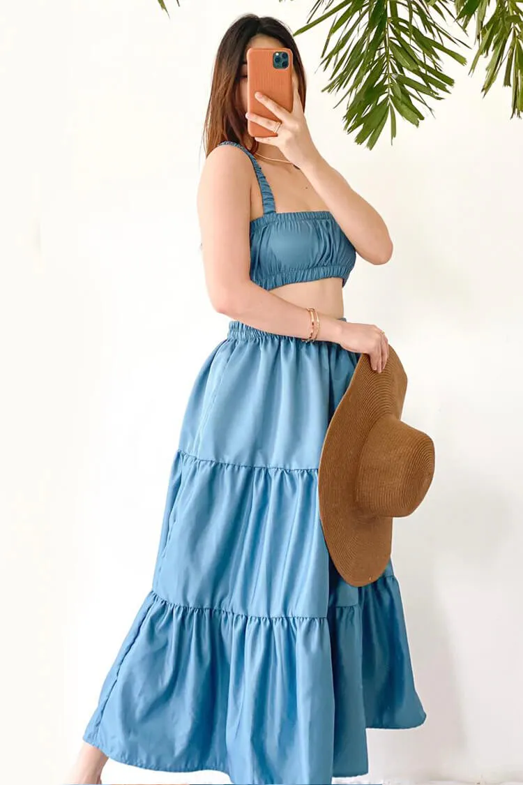 Natalie Cropped Top and Tiered Skirt Coordinates