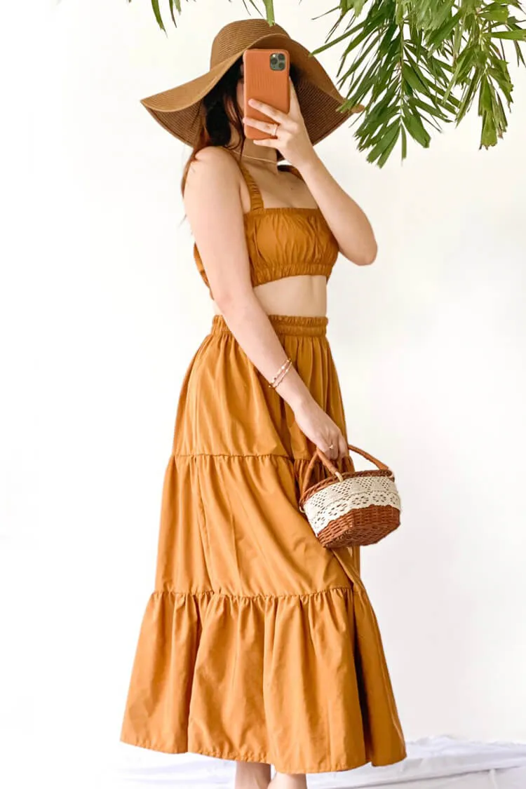Natalie Cropped Top and Tiered Skirt Coordinates