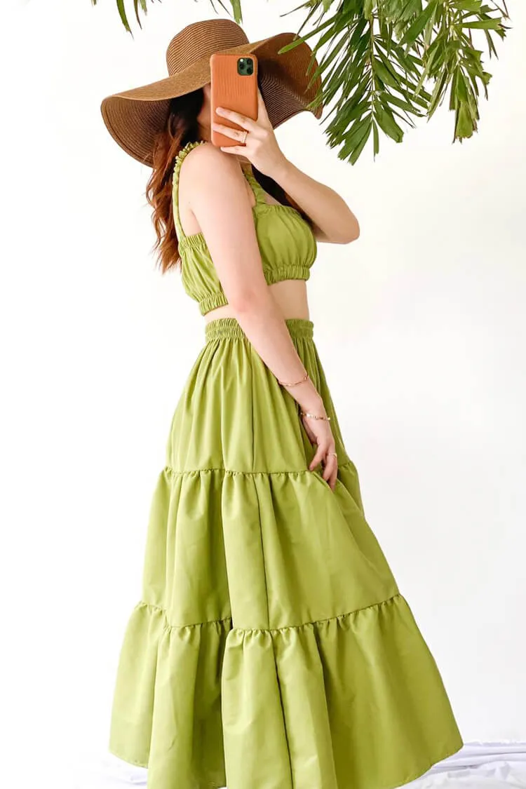 Natalie Cropped Top and Tiered Skirt Coordinates