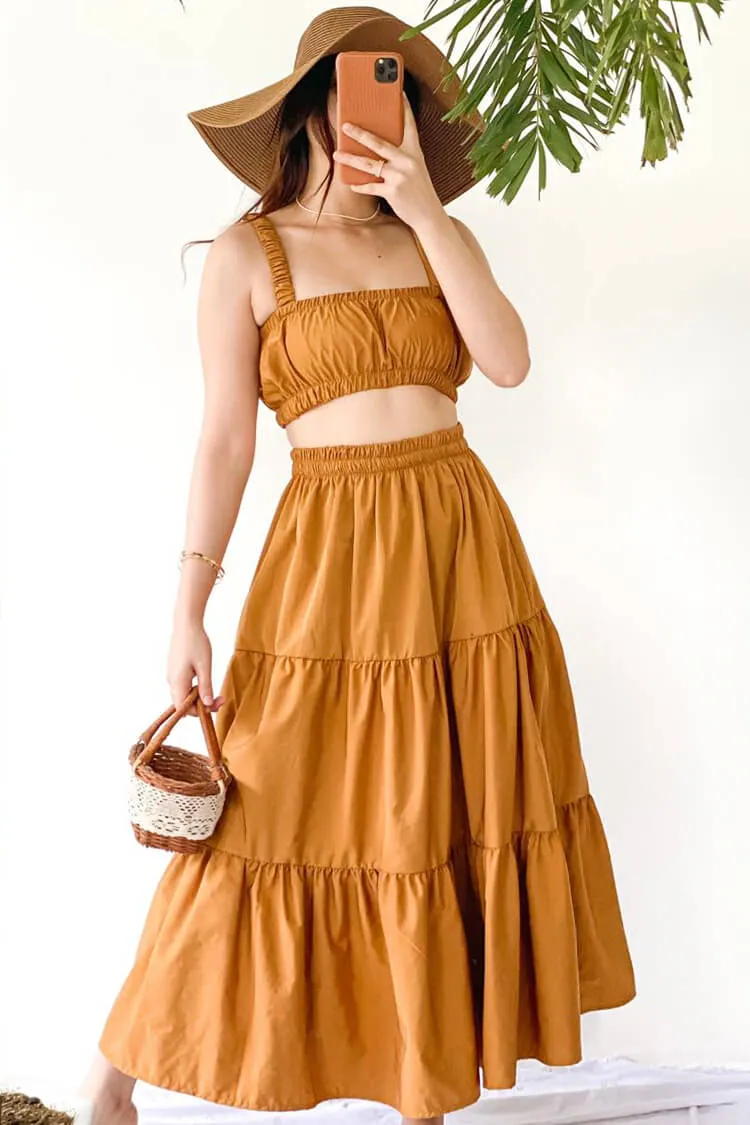 Natalie Cropped Top and Tiered Skirt Coordinates