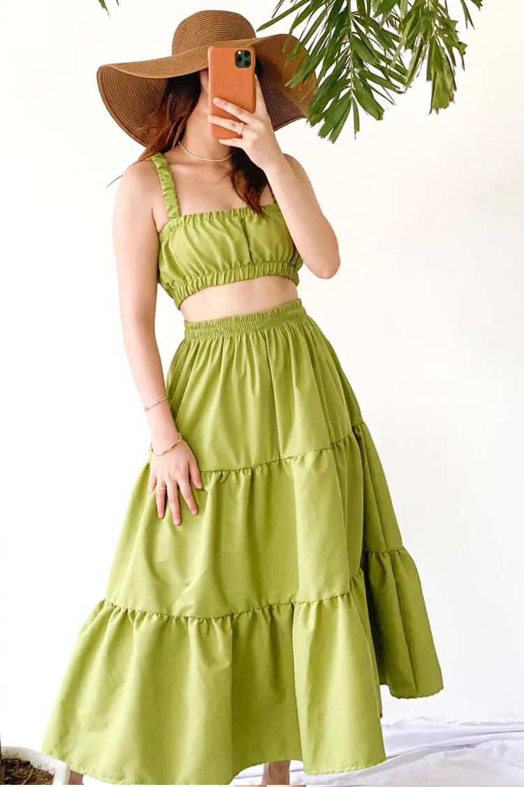 Natalie Cropped Top and Tiered Skirt Coordinates