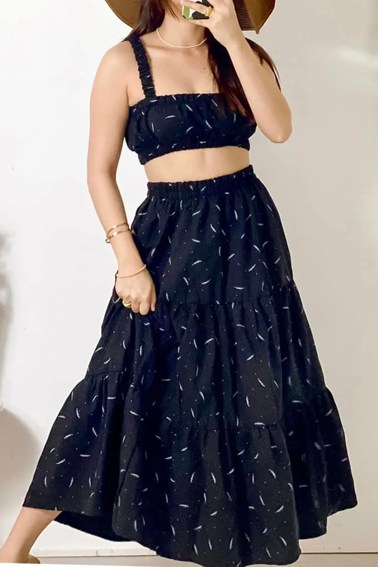 Natalie Cropped Top and Tiered Skirt Coordinates