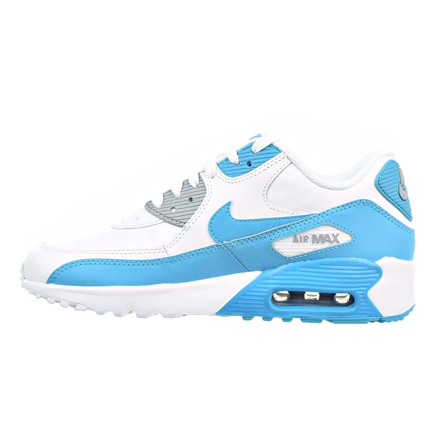 Nike Air Max 90 LTR Big Kid's Shoes White/Chlorine Blue/Wolf Grey