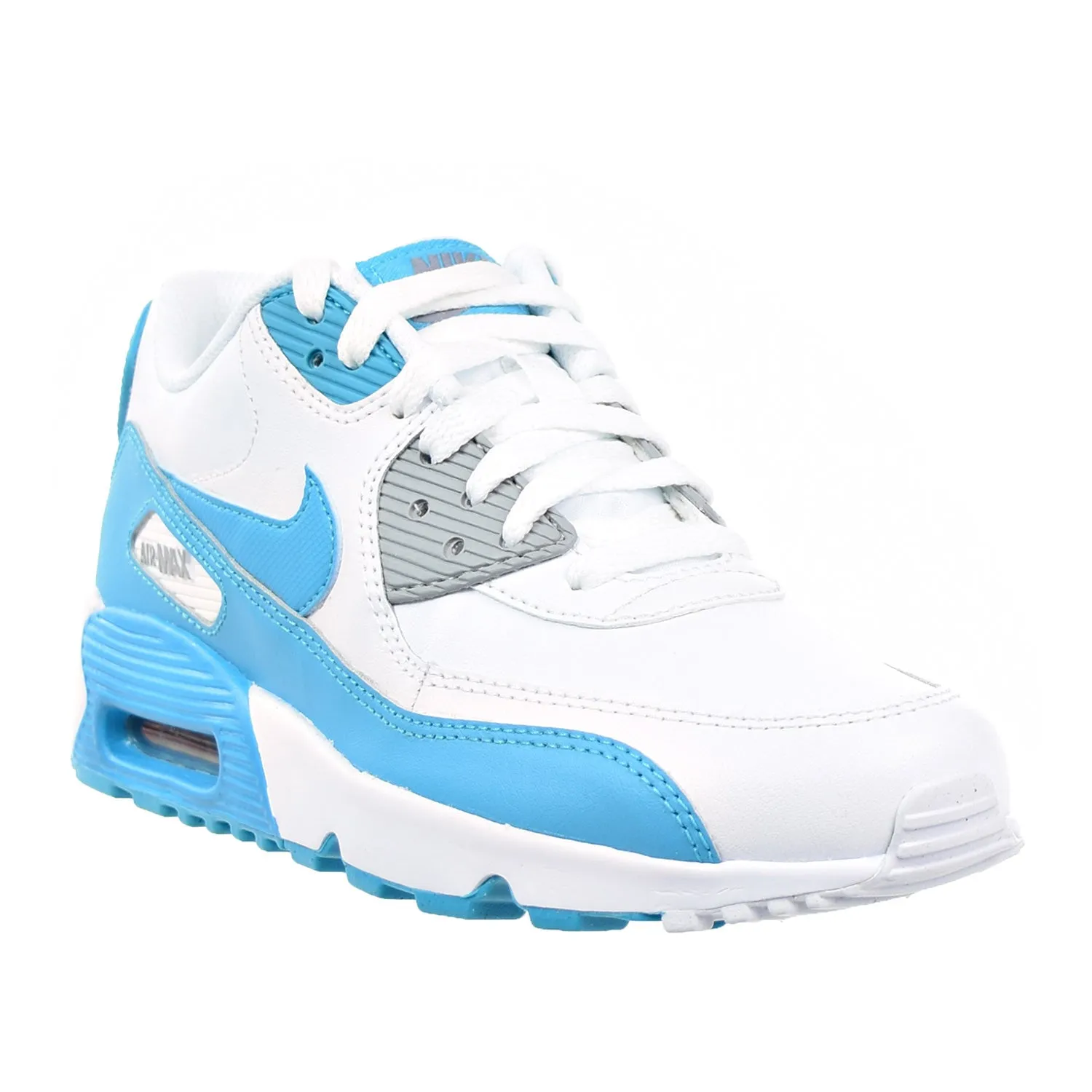 Nike Air Max 90 LTR Big Kid's Shoes White/Chlorine Blue/Wolf Grey