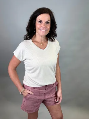 Oatmeal Pointelle Knit Top